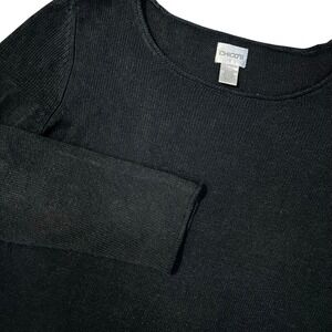 Chicos Linen Blend Open Knit Sweater All Season Layering Staple Piece 1/Medium/8